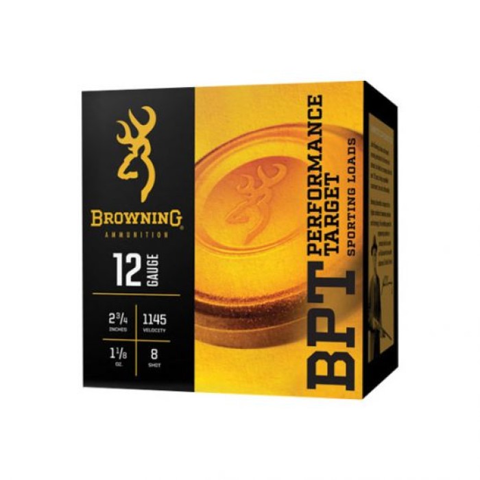 Browning 12GA 2.75" 1-1/8oz #8 BPT Target Shotshell Ammunition, 25 Round Box - B193611228