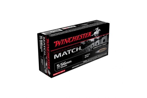 Winchester 5.56mm 77gr BTHP Match Ammunition, 20 Round Box - S556M