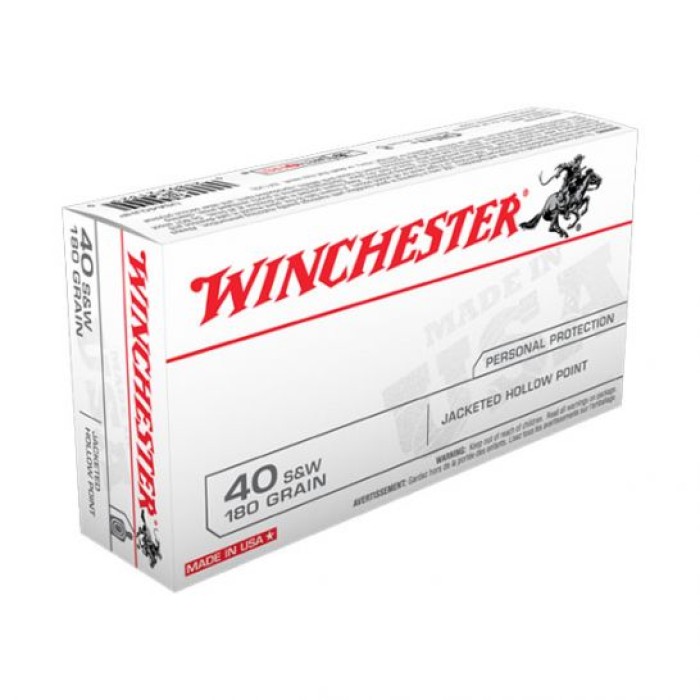 Winchester USA 40 S&W 180gr JHP Ammunition, 50 Round Box - USA40JHP