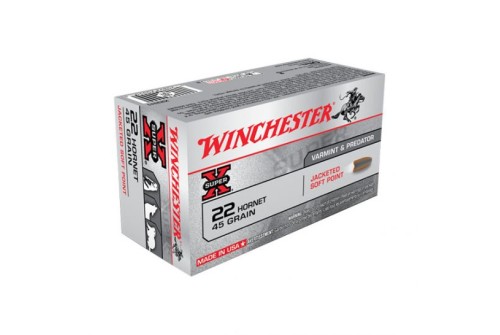 Winchester 22 Hornet 45gr JSP Ammunition, 50 round Box - X22H1