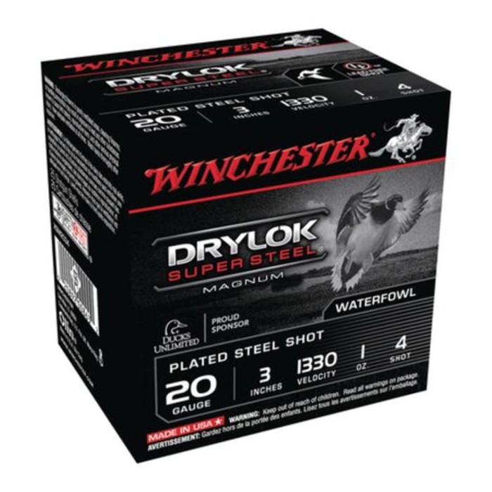 Winchester Drylok Super Steel Waterfowl 20 GA 3 Inch 1 oz #4 Steel Shot 25Rds