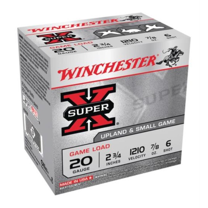 Winchester Super-X Game 20 Ga, 2.75", .88 oz, 6 Shot, 25rd/Box