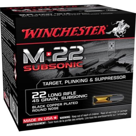 Winchester Ammo M-22 Subsonic, Win S22lrtsu8  22lr 45 Bplrn        800/2