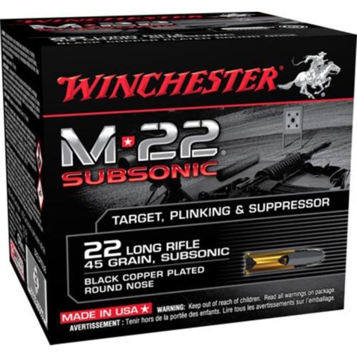 Winchester Ammo M-22 Subsonic, Win S22lrtsu8  22lr 45 Bplrn        800/2