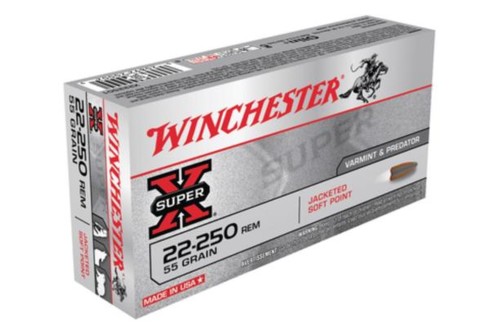 Winchester Super-X .22-250 Rem 55gr, Pointed Soft Point, 20rd Box