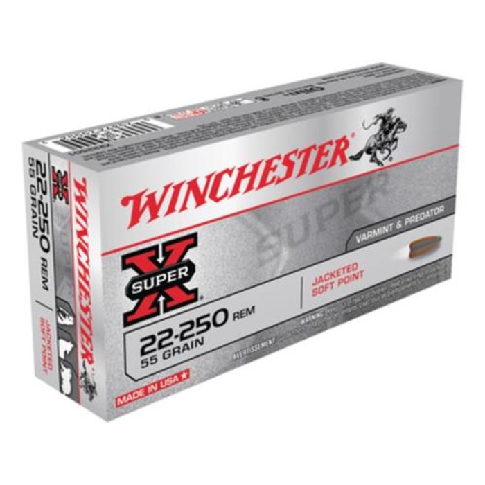 Winchester Super-X .22-250 Rem 55gr, Pointed Soft Point, 20rd Box