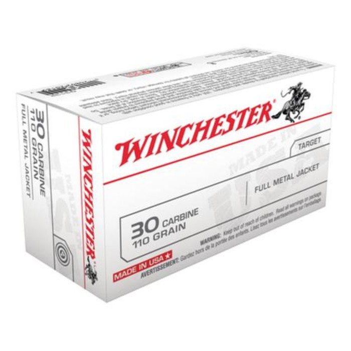 Winchester 30 Carbine Full Metal Case 110GR, 50rd Box