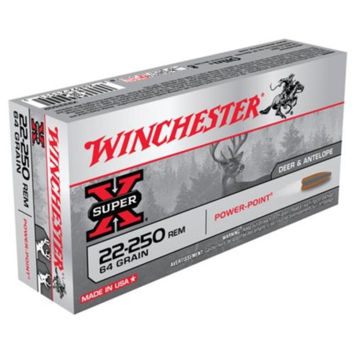 Winchester Super-X .22-250 Remington 64gr, Power Point 20rd Box