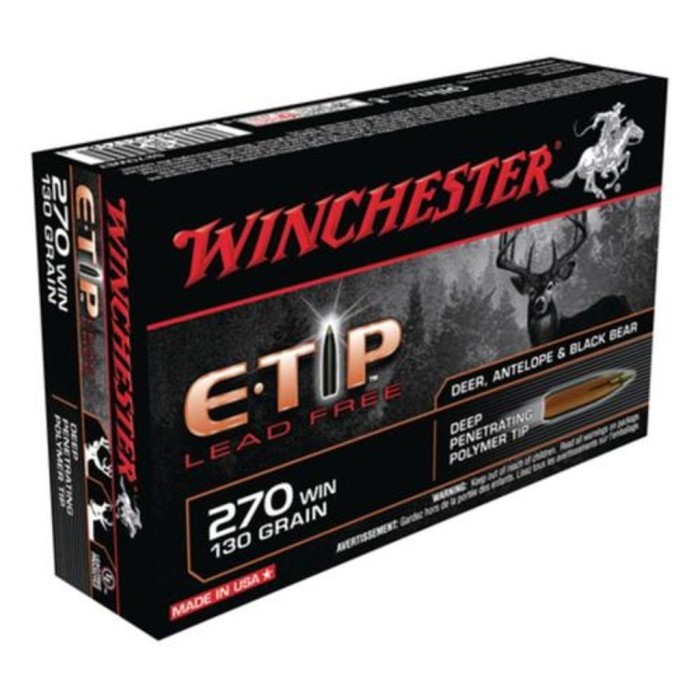 Win E-Tip LF 270Win 130 Grain Weight Etip 20/Box S270WET 020892217584