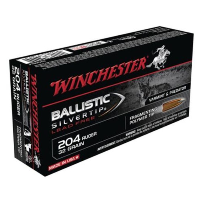 Winchester AMMO 204RUG 32GR BAL SILVERTIP LEADFREE 20/10 020892218543