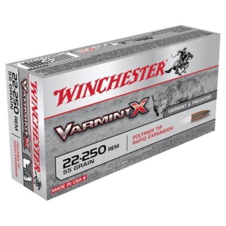 Winchester Varmint X .22-250 Remington 55gr, Varmint X Polymer, 20rd Box