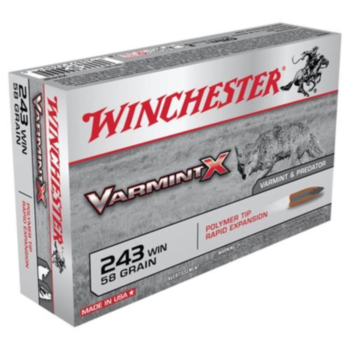 Winchester Varmint X .243 Win 58gr, Polymer Tip, 20rd Box