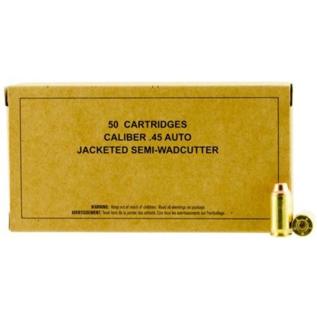 Winchester Ammo Sg45swc Service Grade 45 Acp 185 GR Jacketed Semi-Wadcutter 50 B