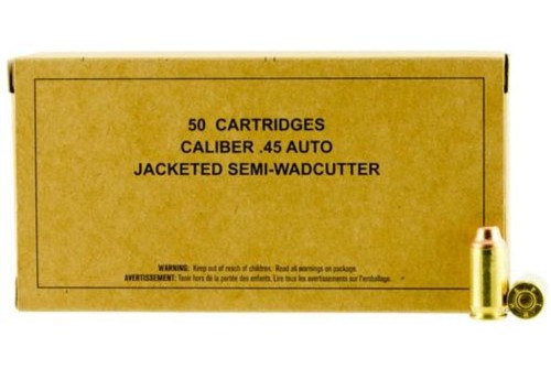 Winchester Ammo Sg45swc Service Grade 45 Acp 185 GR Jacketed Semi-Wadcutter 50 B