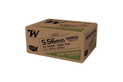 Winchester M855 5.56 Ammo 62 Grain FMJ 500 Rds - WM855500