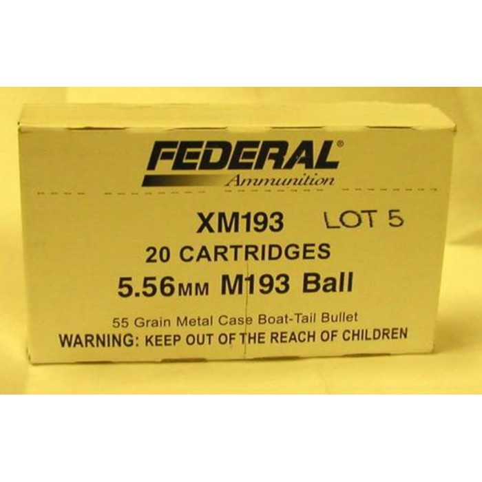 Federal Ammo 5.56 Nato 55Gr Fmj 20/Bx XM193H