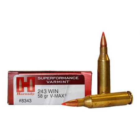 Hornady 8343 Superformance Varmint  243 Win 58 gr V-Max 20 Bx/ 10 Cs