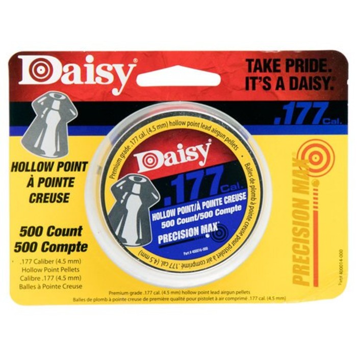 Daisy Hollow Point Pellets, .177 cal, Tin, 500 Per Tin 987780-406