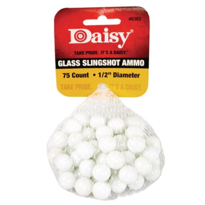 Daisy Powerline Glass Slingshot Ammo, 1/2" Glass Shot, 75 Per Bag 998383-506