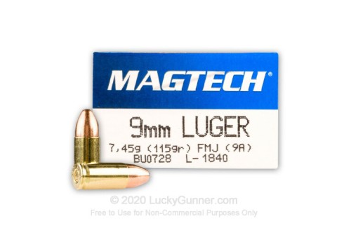 9mm - 115 Grain FMJ - Magtech - 1000 Rounds