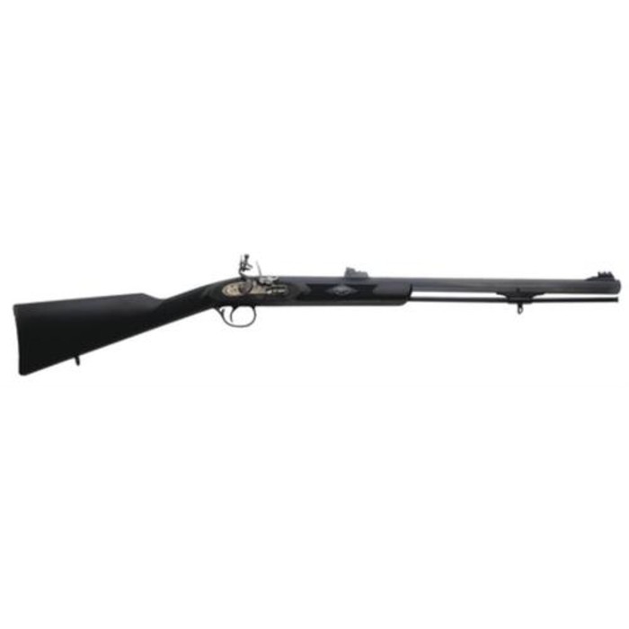 Traditions Black Powder Deerhunter Muzzleloader .50 Caliber Flintlock 24" Blue Octagonal Barrel Williams Metal Fiber Optic Sights Black Synthetic Stock