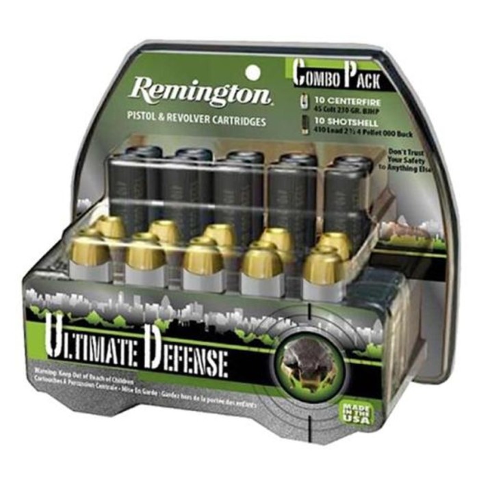 Rem Ammo HD45C410 HD 45LC/410 230GR BJHP Nickel Plated 20 Box/10Case