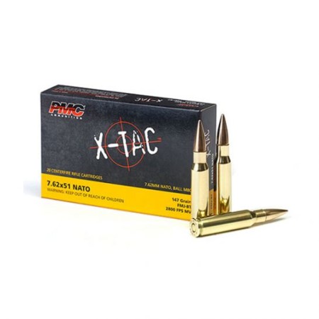 PMC X-Tac 7.62x51mm 147gr FMJ Ammunition, 20 Round Box - 7.62X