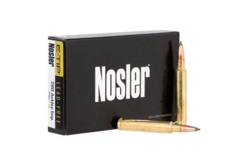 Nosler 280 Ackley Improved 140 grain E-Tip Lead-Free Rifle Ammo, 20/Box - 40067