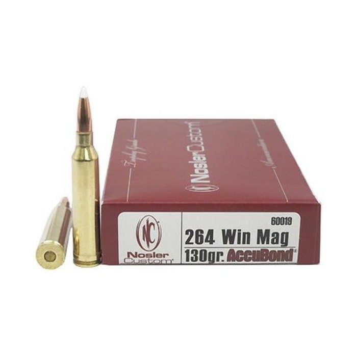 Nosler Trophy Grade 264 Win Mag 130 grain AccuBond Rifle Ammo, 20/Box - 60019