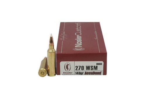 Nosler Trophy Grade 270 WSM 140 grain AccuBond Rifle Ammo, 20/Box - 60030