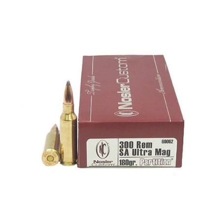 Nosler Trophy Grade 300 SAUM 180 grain Partition Rifle Ammo, 20/Box - 60062