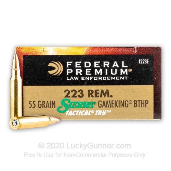 Federal LE Tactical TRU 223 Remington 55 Gr Sierra Gameking BTHP