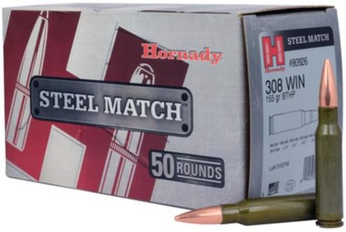 Hornady Steel Match 308 Winchester Ammo 155 Grain Boat Tail Hollow Point