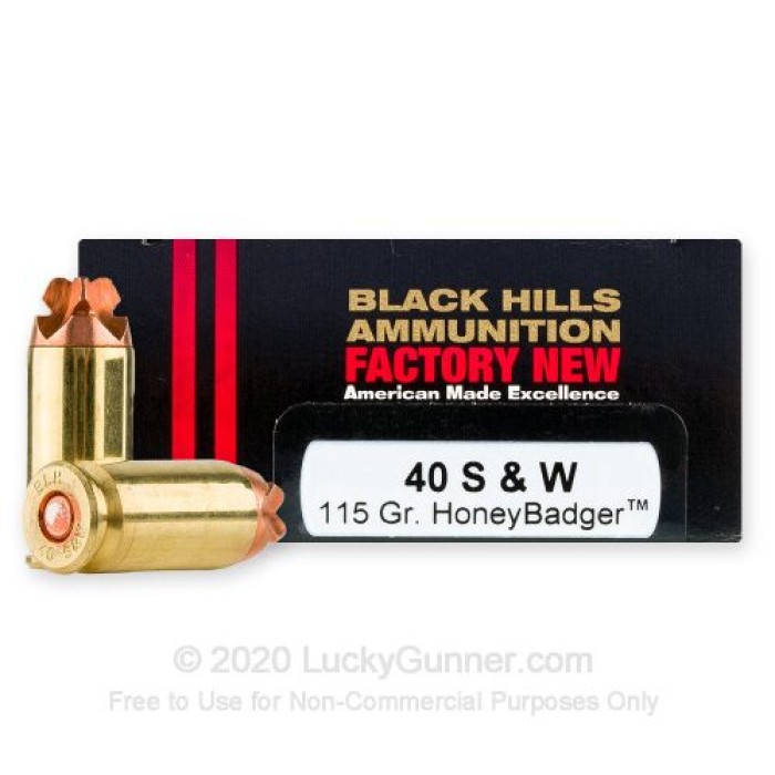 Black Hills Ammunition HoneyBadger .40 S&W 115 GR 20rd box