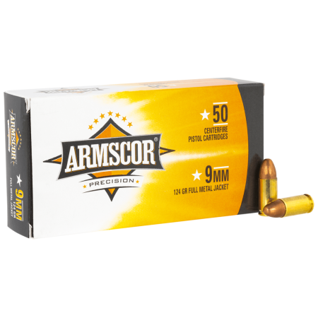 Armscor 50041 Precision 9mm Luger 124gr Full Metal Jacket 50 Per Box