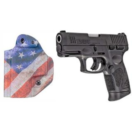 Taurus G3C 9mm Luger 3.2in Tennifer Matte Black Pistol - 12+1 Rounds US Flag Holster