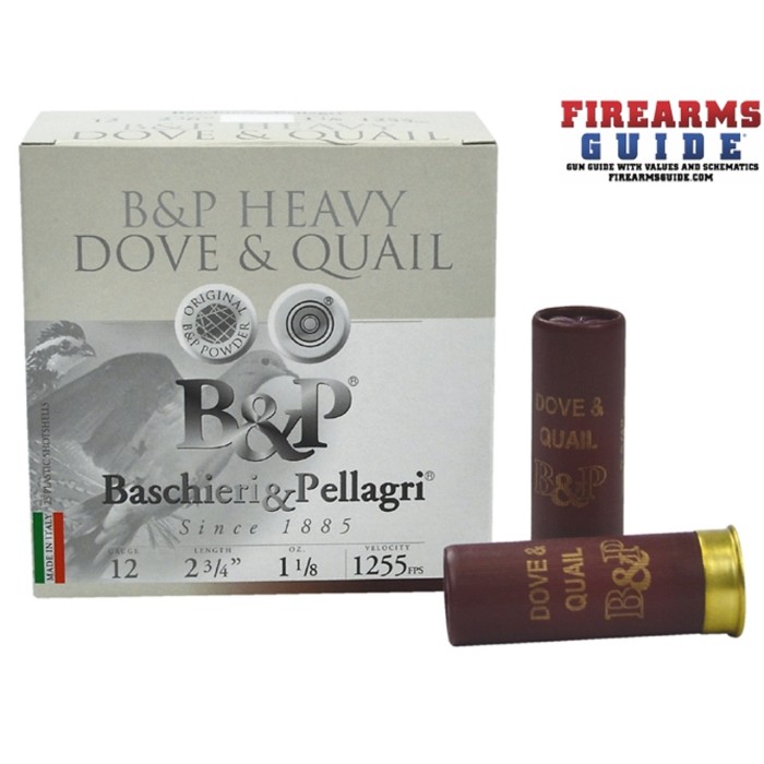 Baschieri & Pellagri Dove & Quail Shotshells- 12 ga 2-3/4 In 1-1/8 oz Size 9 1255 fps 25/ct, 12B18D9