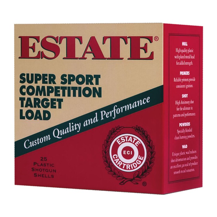 Estate Super Sport Competition Target Load 12 Gauge Ammo 2-3/4" #7.5 Lead Shot 1-1/8 Ounce