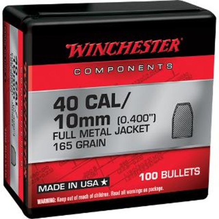 WINCHESTER AMMO Components 40 S&W 165Gr 100rd Full Metal Jacket Truncated Cone Bullets (WB40TC165X)