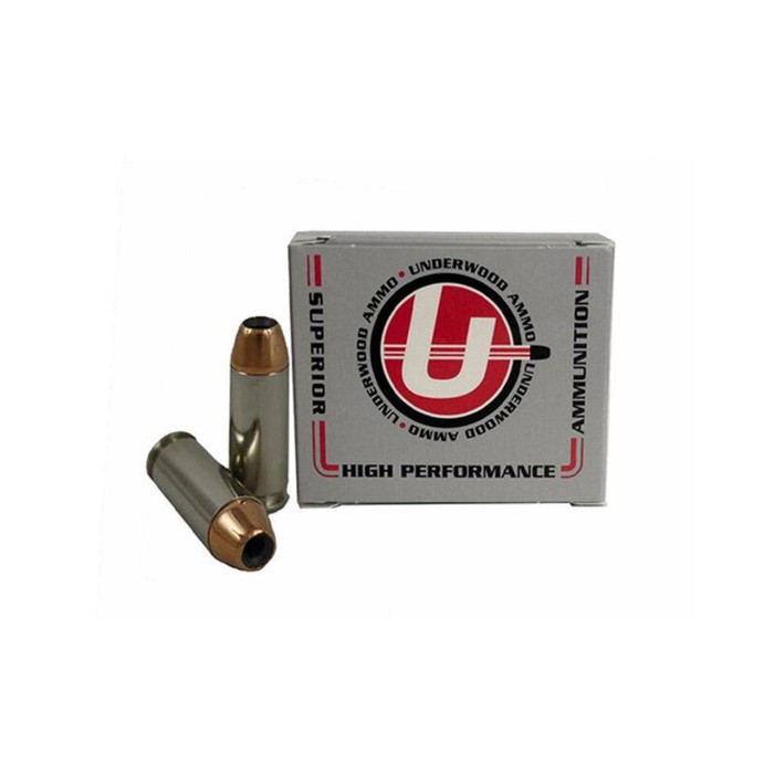 Underwood Ammo 10mm Auto 150 Grain Jacketed Hollow Point Nickel Plated Brass Cased Pistol Ammo, 20 Rounds, 235