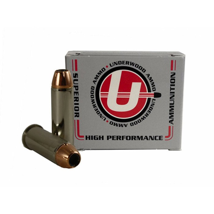 Underwood Ammo .44 Remington Magnum 180 Grain Jacketed Hollow Point Nickel Plated Brass Cased Pistol Ammo, 20 Rounds, 325