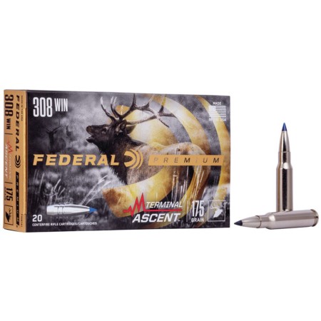 Federal Custom Rifle Ammo, 308 Winchester 175 gr 20rd Box Terminal Ascent