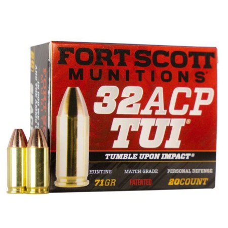 Fort Scott Munitions 32ACP71SCV Tumble Upon Impact TUI 32 ACP 71 Gr Solid Cop