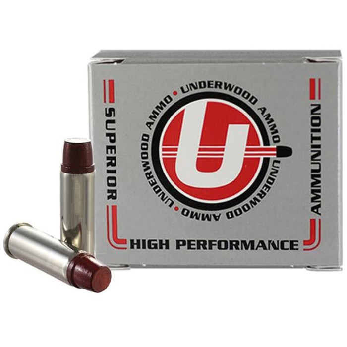 Underwood Ammo Lead Keith-Type Semi-Wadcutter Handgun Ammunition .44 Rem Mag 255gr SWC 1350 fps 20/ct