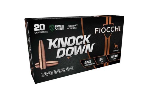 Fiocchi 243CHA Knock Down Enviro Shield 243 Win 80 Gr Hollow Point HP 20 Per B