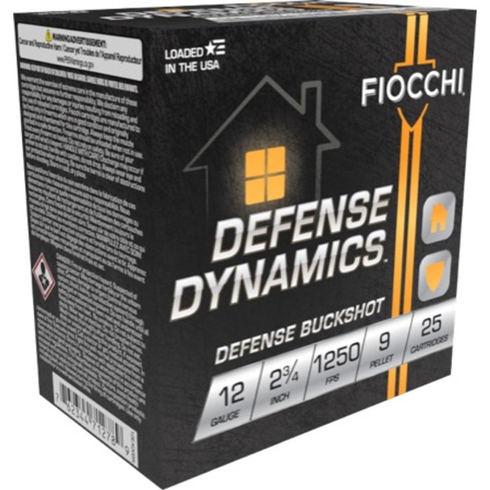 Fiocchi Dynamics Defense 12 Ga, 2.75", Buckshot, 25rd Box