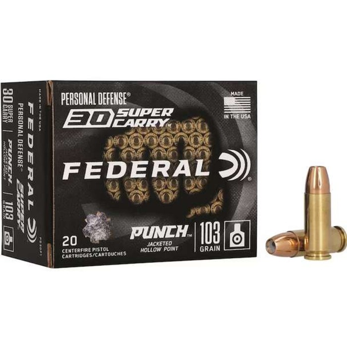 Federal Pd30p1 Personal Defense Defense 30 Super Carry 103 GR Punch Hollow Point 20 Per Box/ 10 CS