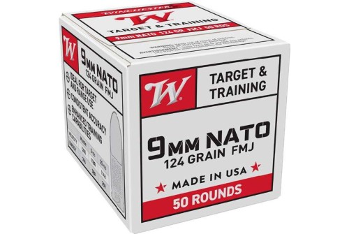 TARGET & TRAINING 9MM NATO AMMO - 9mm Luger NATO 124gr Full Metal Jacket 50/Box