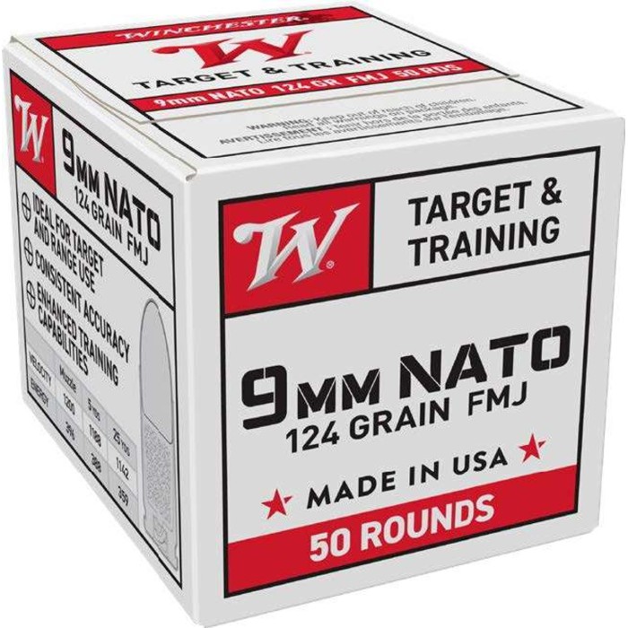 TARGET & TRAINING 9MM NATO AMMO - 9mm Luger NATO 124gr Full Metal Jacket 50/Box