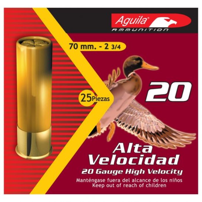 Aguila Field 20 Gauge 2.75" 4 Shot 1 oz High Velocity Lead Shotshell, 25/Box - 1CHB2004